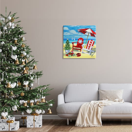 Stupell Industries Christmas Coastal Scene Canvas Wall Art